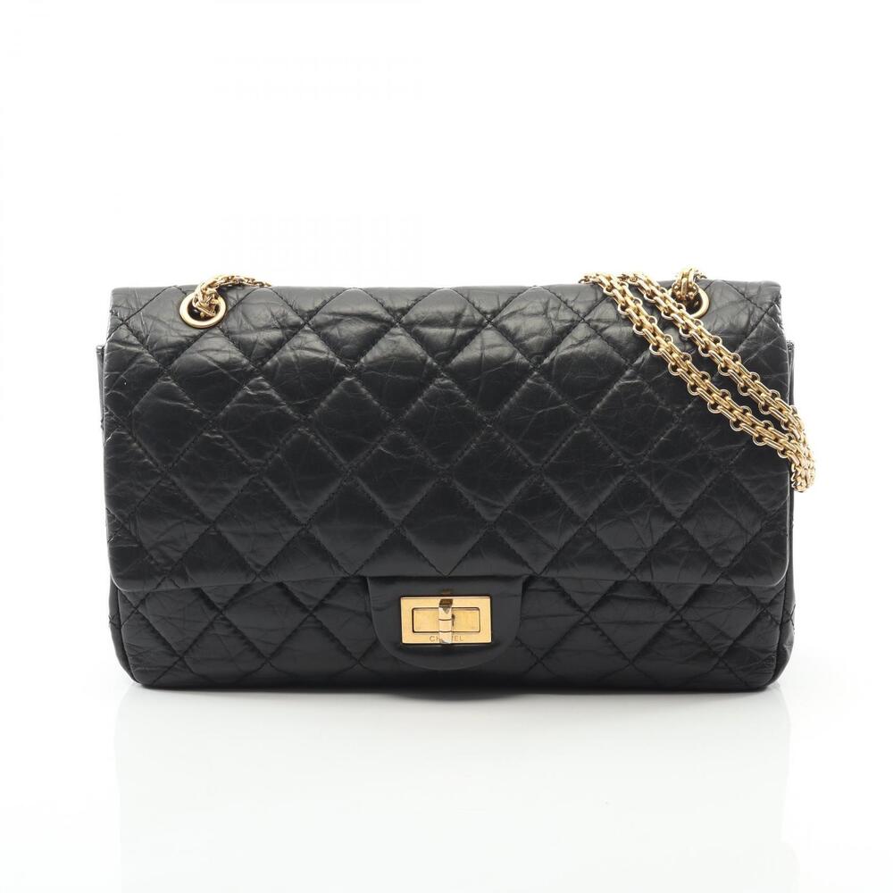 Chanel Matelasse Maxi Double Flap Shoulder Bag Calfskin Leather Black